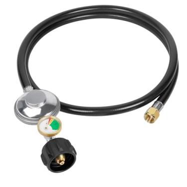 Imagem de Mangueira de propano e regulador Shenstar de 2 pés com medidor, para a maioria das grelhas Weber, grelha Char-Broil, grelha Nexgrill, grelha Broil King, Fire Pit e mais – ajuste flare 3/8 fêmea