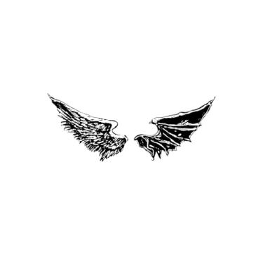 Imagem de Tatuagens legais, asas de anjo e demônio, tatuagens de asas, resiliência, resistência à água, aparência de tatuagem real, dura de 1 a 2 semanas,18 x 11 cm