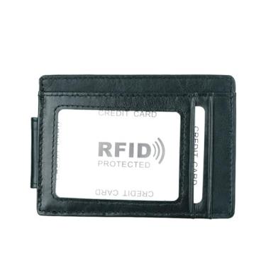 Imagem de AurexaFashion Carteira minimalista fina de couro bovino genuíno com clipe magnético para dinheiro para homens, bolso frontal com bloqueio de RFID, #03 azul-petróleo, Mini 4.33" x 3.15" x 0.5