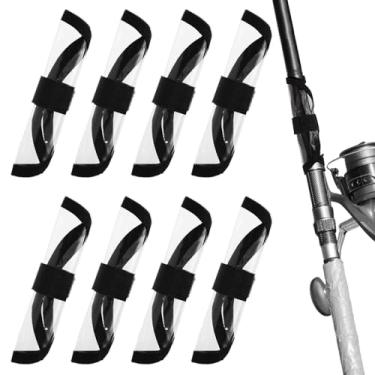 Imagem de 8 peças de capas de iscas de pesca, tecido de lona de 15 x 15 cm, capas de gancho de isca de pesca transparente e visível com fecho de toque, revestimento de PVC, iscas de pesca, luvas de pesca para