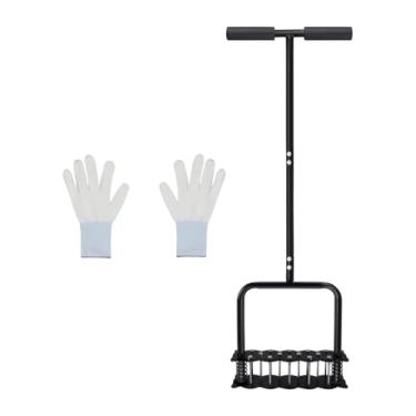 Imagem de IEUDNS Aerador de gramado manual Aerador de pátio robusto versátil confortável segurar folhas e limpeza de sujeira com 14 espigas com luvas