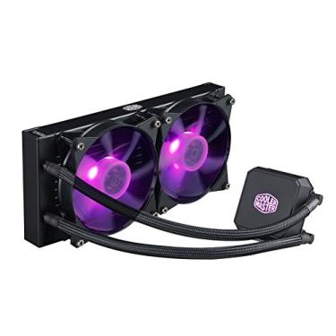 Imagem de Cooler Master Cooler líquido de CPU MasterLiquid LC240E RGB Close-Loop AIO, radiador de 240 mm, bomba RGB de câmara dupla, ventiladores RGB MF120R, iluminação RGB para AMD Ryzen/Intel LGA1151