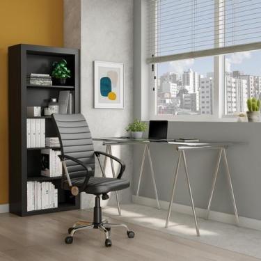 Imagem de Cadeira de Escritório Diretor Giratória Lisse Preta - Mobly