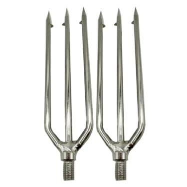 Imagem de 2 peças de arpão de pesca de aço inoxidável de 3 a 5 garras com anzol de arpão de pesca com garra única de 4/6 mm de espessura, ajuste de 8 mm/0,31 pol. Vara de pesca de lança para caça sapo de peixe