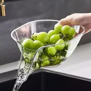 Imagem de Tigela Escorredor Funil Para Alimentos Escorredor de Alimentos, Com Bico Dreno Removível, Pote para Lavar Frutas, Legumes, Macarrão, Arroz
