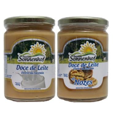 Imagem de Doce de Leite Cremoso Pastoso - 1 Puro + 1 com Nozes 420g cada - Fazenda Sonnenhof