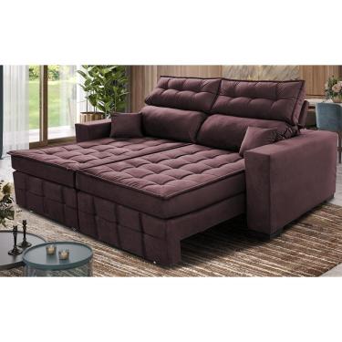 Imagem de Sofá Retrátil e Reclinável 1,80m Molas Ensacadas e Costura Tripla Cama inBox Japão. Velusoft