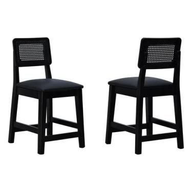 Imagem de Kit 2 Banquetas Baixa/Cadeira Gabi Madeira Maciça Encosto Telinha Asse