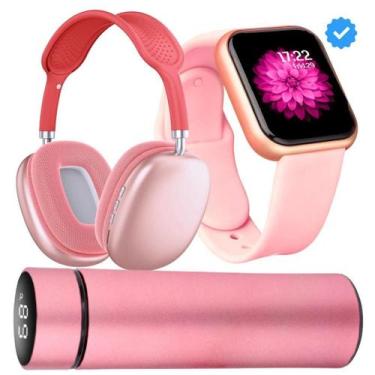 Imagem de Kit Academia Completo Garrafa Térmica 500ml, Fone Bluetooth e Relógio 