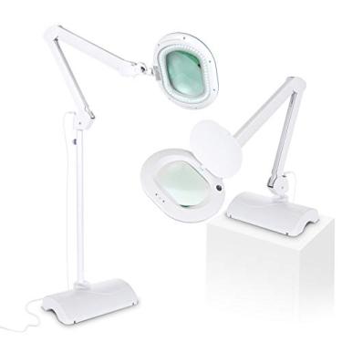Imagem de Brightech Luminária De Chão E Mesa Com Lupa 2 Em 1 Lightview Pro - Viva-Voz Luz Led Brilhante Para Leitura Trabalho, Flexível, Braço Pescoço Ganso