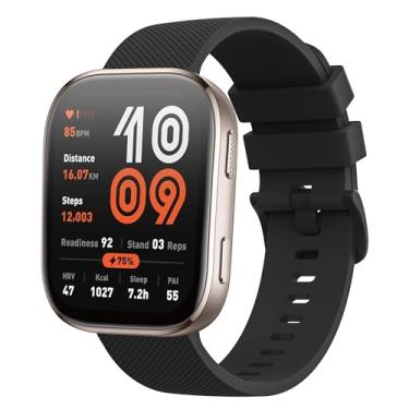Imagem de AK Pulseira de silicone compatível com Amazfit Bip 6/Bip 5, Amazfit GTR 4, pulseira esportiva de substituição macia de 22 mm para Amazfit Bip 6/Bip 5/GTR 4 feminino e masculino (preto)