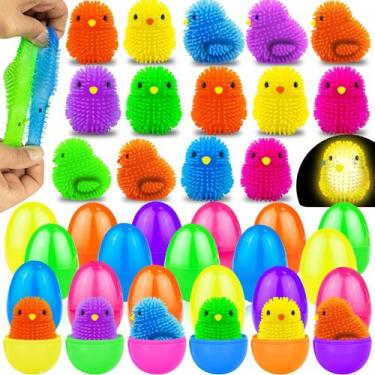 Imagem de Ovo de Páscoa AMENON pré-preenchido com Chick LED Puffer Balls x24