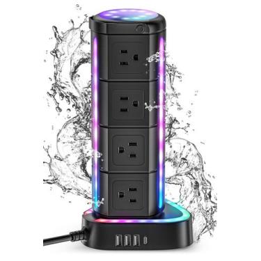 Imagem de Torre Power Strip EIGSO RGB com USB C PD 20W 12 tomadas 3 USB