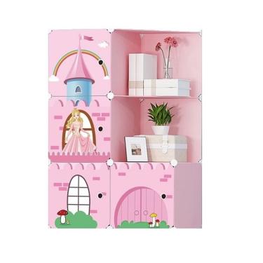 Imagem de Guarda-roupa Modular Infantil, Estante Com Prateleiras, Organizador De Brinquedos, Sapateira Com 6 Nichos, Kangur