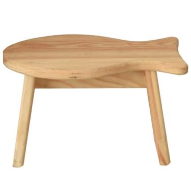 Imagem de Levemolo Banco de madeira para descanso de pés em forma de peixe para cozinha, banheiro, quarto, construção resistente, fácil de usar