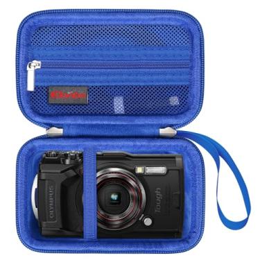 Imagem de Elonbo Estojo De Transporte Para Câmera Subaquática Om System Tough Tg-7/Câmera À Prova D'Água Olympus Tg-6, Capa Armazenamento Digital Vídeo 4K Com Wi-Fi Resistente Choque, Bolsa Viagem, Azul