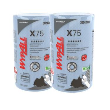 Imagem de 2 Rolos Pano Industrial Wypall X75 Plus Kimberly Clark 60 un
