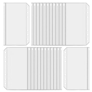 Imagem de Bolsos para encadernação chifre 24 peças tamanho A6 6 orifícios Bolsa com zíper pasta transparente à prova d'água PVC Folhas soltas para 6 anéis cadernos de encadernação, documentos e cartões