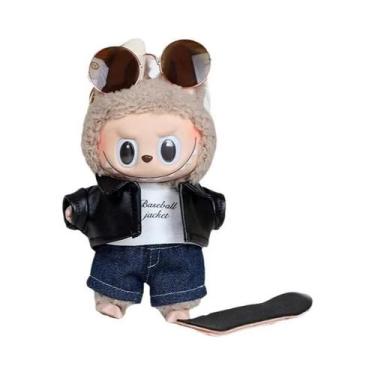 Imagem de Mini Boneca De Pelúcia De 17cm, Acessórios De Roupa, Macacão Xadrez Pa