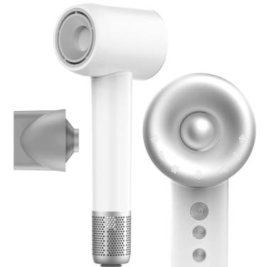 Imagem de Secador de Cabelo Profissional 1500W, Baixo Ruído, Íons Negativos, Controle de Temperatura, Secador de Cabelo Com Difusor, Motor Brushless de Alta Velocidade (120000 RPM) , Secagem Rápida, Portátil, 127v/20A (Branco)