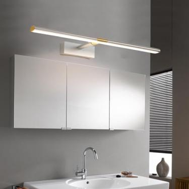 Imagem de Lâmpada de parede LED com haste retrátil de 18 cm a 26 cm, espelho de banheiro, à prova d'água, alumínio, espelho, iluminação de parede, arandela, espelho, galeria de pinturas (luz branca prateada