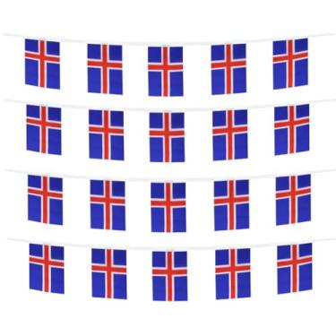 Imagem de FFILL Corda de bandeira da Islândia com 6 metros e 20 bandeiras, pequena bandeira da Islândia, para festas, lojas e bares, decorações ao ar livre. Bandeira com tema de país europeu - 29 países para