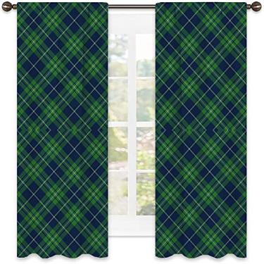 Imagem de Cortinas blecaute xadrez Buffalo para quarto - Cortinas escurecidas com isolamento térmico para sala de estar, L 106 x C 150 cm