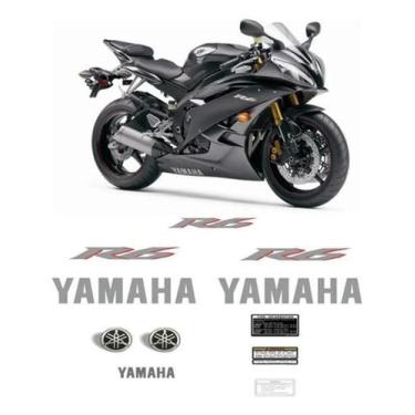 Imagem de Kit Adesivos Compatível Com Yamaha R6 2007 Preta + Etiquetas - Spts