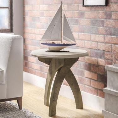 Imagem de Mesa de Canto Lateral 50cm Para Sala Leeroy Off/Pinho A09 - Mpozenato,