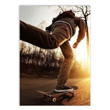 Imagem de Placa Decorativa Skate Street Remada Foto Por Do Sol
