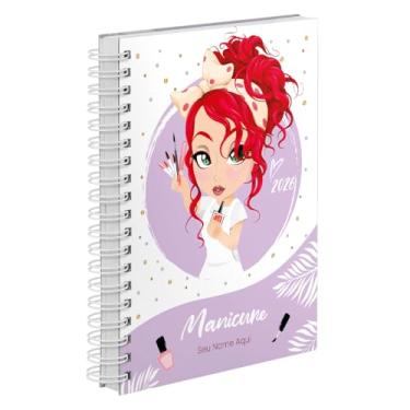 Imagem de Agenda Comercial 2026 Personalizada Capa Dura Manicure Ruiva Cores (Lilás)