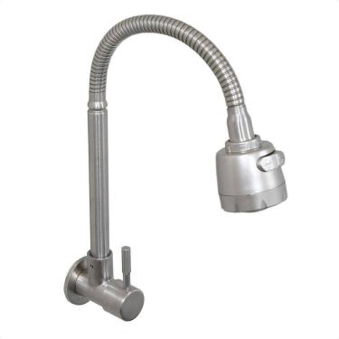 Imagem de Torneira Gourmet Cozinha Parede Inox Escovado Dupla Função
