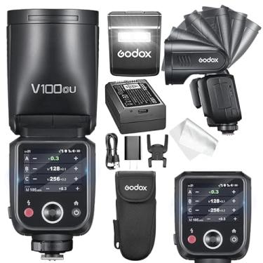 Imagem de GODOX V100 O GODOX Flash para Olympus – Controle de tela sensível ao toque, flash de câmera TTL de 100 W GODOXV1 para Olympus atualizado, 70 flashes consecutivos de potência total, flash de câmera