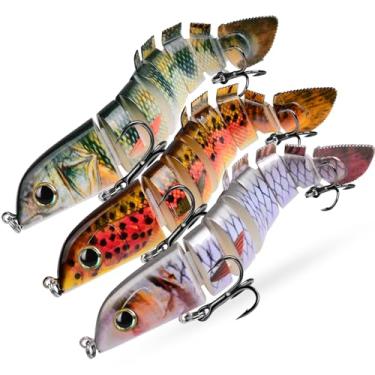 Imagem de Iscas de pesca de robalo - Isca artificial Crankbaits Swimbaits - Iscas rígidas realistas multiarticuladas cabeça de cobra arco em forma de peixe kits de equipamentos de pesca isca de pesca 3 peças