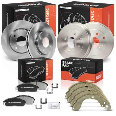 Imagem de A-Premium Kit De Rotores Freio A Disco Ventilados Dianteiros E Traseiros + Pastilhas Cerâmica Compatíveis Com Modelos Nissan Selecionados - Sentra 2007-2012, Versa Cube 2009-2014, Conjunto 12 Peças