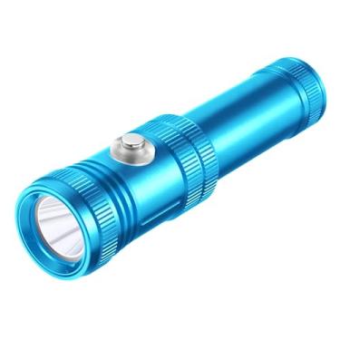Imagem de WindFire Lanterna de mergulho leve de mergulho – Tocha subaquática recarregável, 4 modos de iluminação, tocha subaquática de mergulho e snorkel para mergulho, espeleologia (azul)