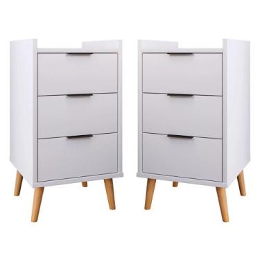 Imagem de Kit 2 Mesas De Cabeceira Retrô Mesinha Decorativa Quarto Casal - Toni 
