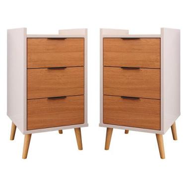 Imagem de Kit 2 Mesas De Cabeceira Retrô Mesinha Decorativa Quarto Casal - Toni 