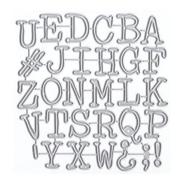 Imagem de XMZZMX 26 letras e pontos de interrogação matrizes de corte de metal para fazer cartões, kit de moldes de corte de papel em relevo, suprimentos, conjuntos de estênceis de álbum de recortes de fotos