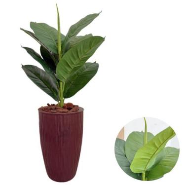 Imagem de Ficus Lyrata Artificial Com Vaso Ondulado Cone Casa Jardim - PlantaImp