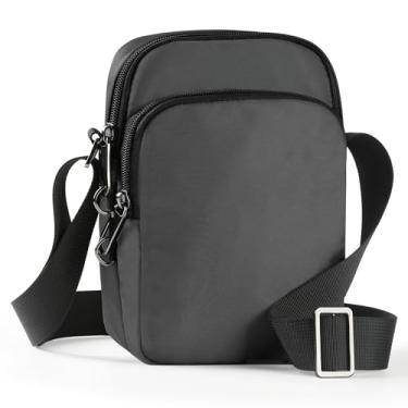 Imagem de VADOO Bolsa transversal – com fecho de zíper, bloqueio de RFID e impermeável, bolsa tiracolo para homens e mulheres – Pochete pequena para viagens, Cinza, Bolsa transversal antifurto – Bloqueio RFID