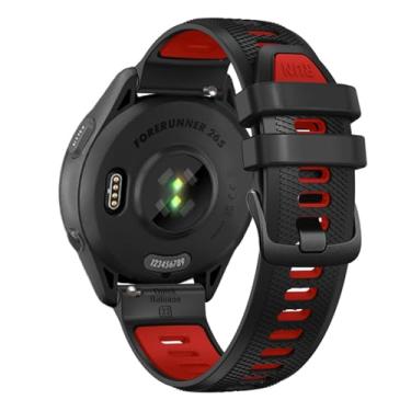 Imagem de Pulseira de relógio de liberação rápida de 22 mm para Garmin Forerunner 265/Forerunner 255/Vivoactive 4/Venu 3/Venu 2 - pulseira de silicone macio de substituição (preta/vermelha)
