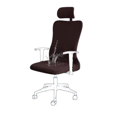 Imagem de Conjunto de capas ergonômicas para cadeira com encosto de cabeça, elástico, elástico, repelente de água, capa para poltrona de escritório (café)