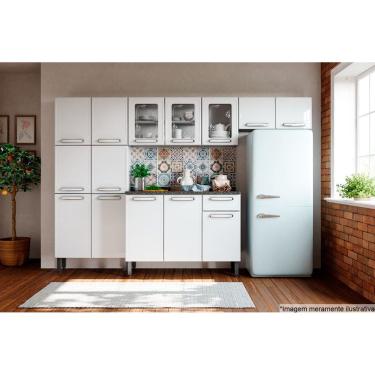 Imagem de Kit de Cozinha Modulada 4 Peças Evidence (2 Armários + 1 Balcão + 1 Paneleiro) C4P39 Branco - Bertolini