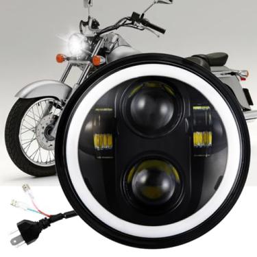 Imagem de Farol 90W 5-3/4 5,75 polegadas com seta DRL, compatível com Honda Shadow VT VLX 600 750 1100 VTX 1300 1800, farol de motocicleta aprovado pelo DOT com projetor Hi-Lo Beam, pacote com 1