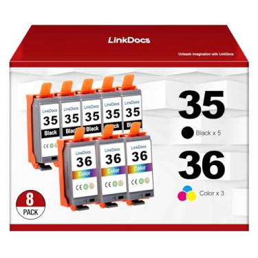Imagem de LinkDocs Cartucho De Tinta Reposição Pgi-35 Cli-36 Para Canon 35/36 Cartuchos Compatível Com Impressoras Pixma Ip110 Ip100 Tr150 (Pacote 8, 5 Pretos E 3 Coloridos)