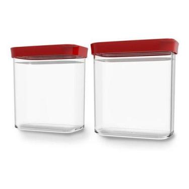 Imagem de Kit Conjunto De 02 Potes Herméticos Mantimentos Acrílico 90 - Helsim, 