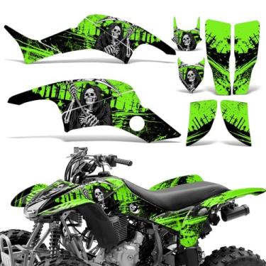 Imagem de Wolfcore Decals, Kit de gráficos ATV: adesivos Quad para Honda TRX 400EX (1999-2007), com design Reaper V2 em verde, transforme seu passeio com adesivos legais de quadriciclo!