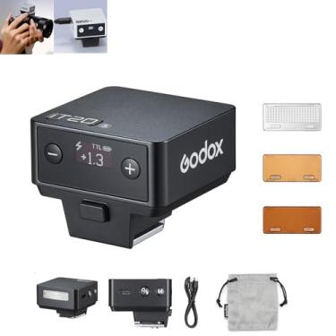 Imagem de Godox Mini flash de câmera IT20 S IT20S para Sony, TTL GODOX Flash, potência total 700+, tempo de reciclagem de 1,5s, carregamento USB-C, com difusor magnético e filtro - preto