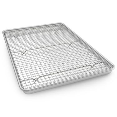 Imagem de Conjunto de assadeira de alumínio de 43 cm e rack de resfriamento de aço inoxidável